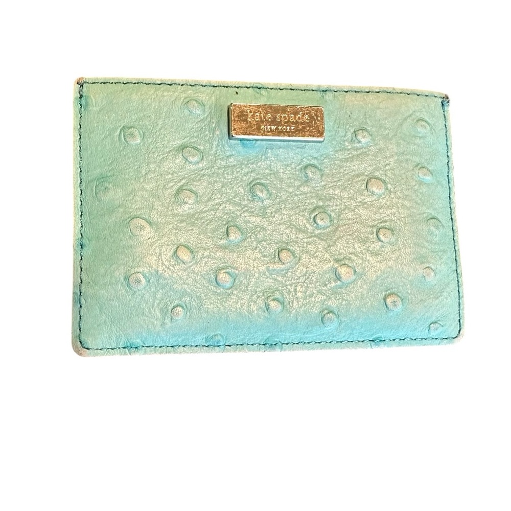 Kate Spade Ostrich Embossed Blue Card Holder